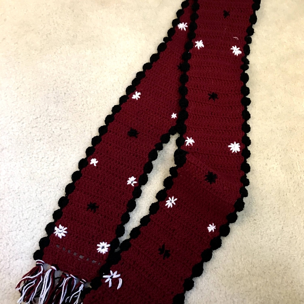 NEW Boutique Scarf Maroon Snowflakes